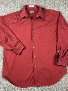 Crazy Horse Button Down Shirt Men’s 15 32-33 Maroon Wrinkle Free Long Sleeve
